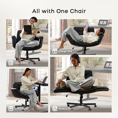 amseatec Criss Cross Office Chair, Swivel Makeup Vanity Chair with Wheels