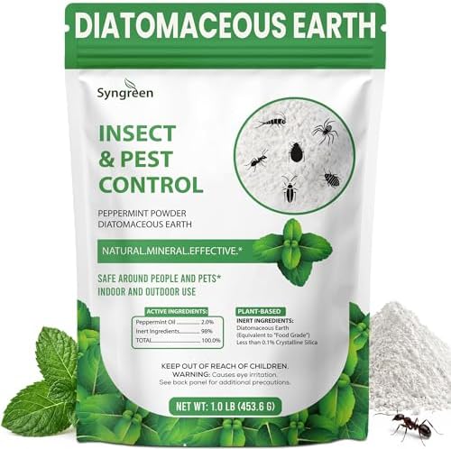 Diatomaceous Earth Food Grade Powder with Peppermint - Crawling Insect Killer for Bed Bugs, Roaches, Ants, Fleas - Indoor & Outdoor Pest Control | Family & Pet Safe | 1 lb