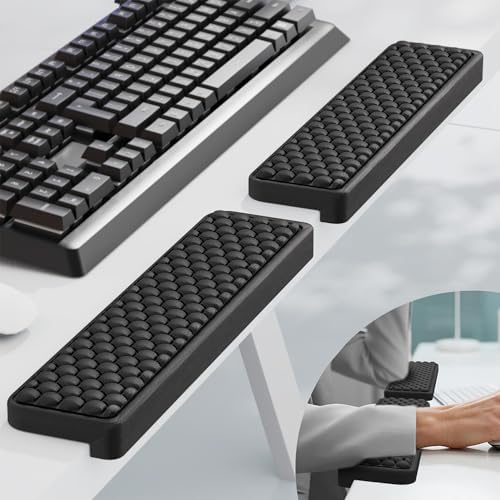MEKASS L-Shaped Desk Elbow Pad for Desk, Memory Foam Elbow Support Padding with Non-Slip, Ergonomic Desk Edge Cushion, Wrist Comfort Support for Office Home 2 Pcs (Hexagon Black)
