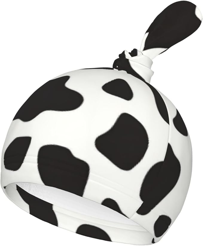 Newborn Swaddle Blankets and Hat Set Soft Cotton Baby Swaddle Wrap Warm Infant Receiving Blanket Cow Print-2