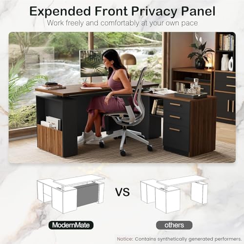 ModernMate 63" L Shaped Executive Standing Desk with 3 Drawers