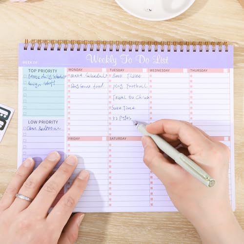 Thboxes Weekly To Do List Notepad, 8.5"x11" Desk Planner 52 Sheets, Purple