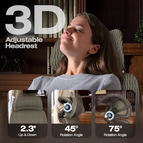 ELABEST X100 Ergonomic Mesh Office Chair with Footrest, Big and Tall Home Desk Chair with 5D Flip-Up Arms, Adjustable 3D Lumbar Support, Gaming & Executive Computer Chair (Coffee Break)