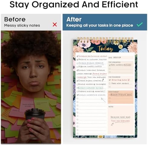 Taja To Do List Notepad, Undated Daily Planner for Work and Goal Setting