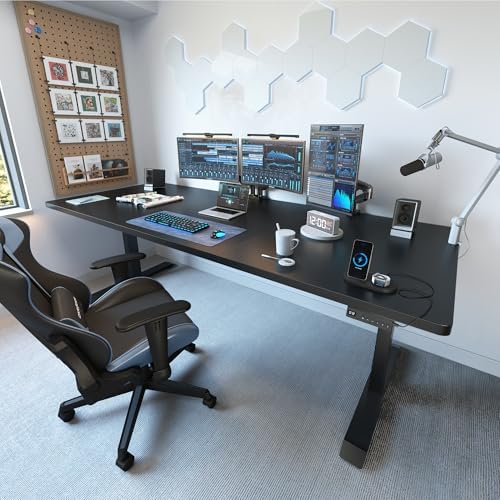 FEZIBO Standing Desk 63 × 37 Inch Electric Height Adjustable, Black
