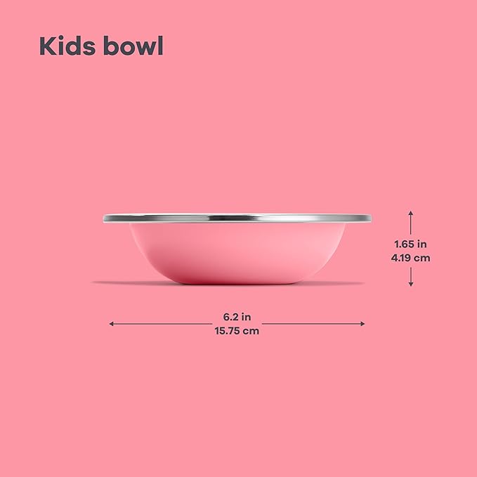 Hydro Flask Stainless Steel Kids Bowl- Dishwasher Safe, Stackable, Dinner Bowl in Dahlia Pink