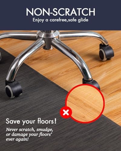 BARoyal Office Chair Mat for Hardwood Floor Under Desk Computer Rolling Chair Mat for Wood/Tile Floor Non-Slip Heavy Duty Desk Rug PVC Plastic Hard Floor Protector 48"x 48" (Espresso)