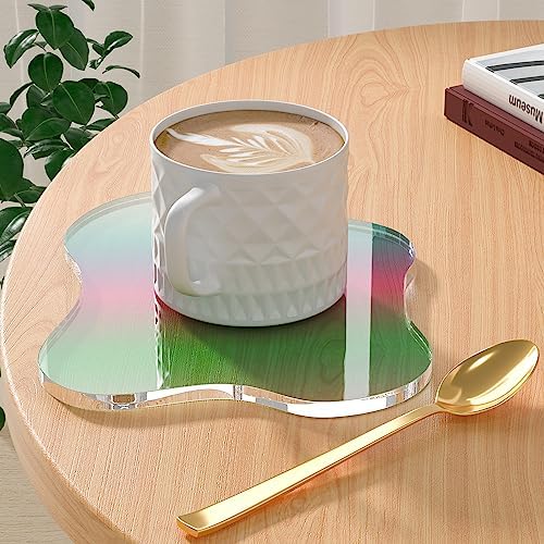 Acrylic Coaster Decorative Plates, Irregular Bar Drink Coaster, Clear Cloud Shape Coffee Cup Coaster, Perfect for Tabletop Protection and Accessories Display.(Iridescent)