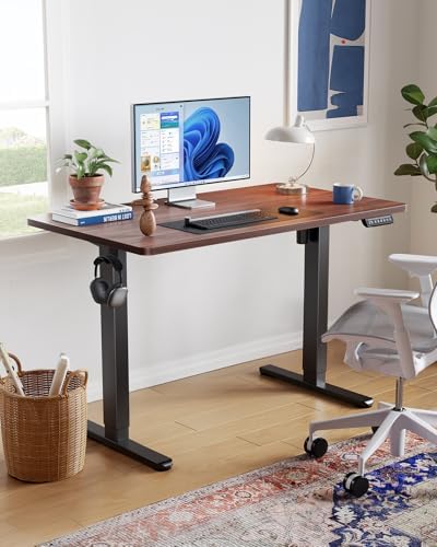 HUANUO 40x24 Inch Electric Standing Desk, Height Adjustable, Black Walnut