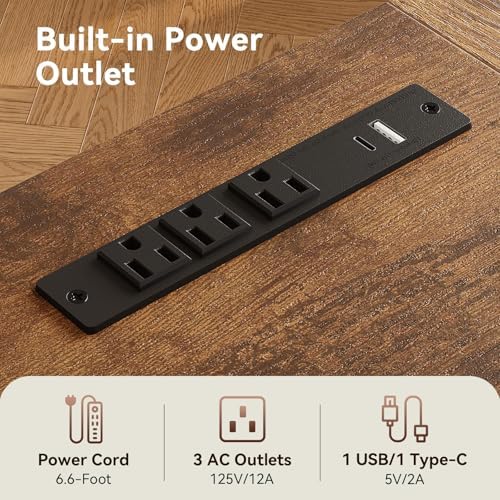 Coleshome 79 Inch Computer Desk with Power Outlet