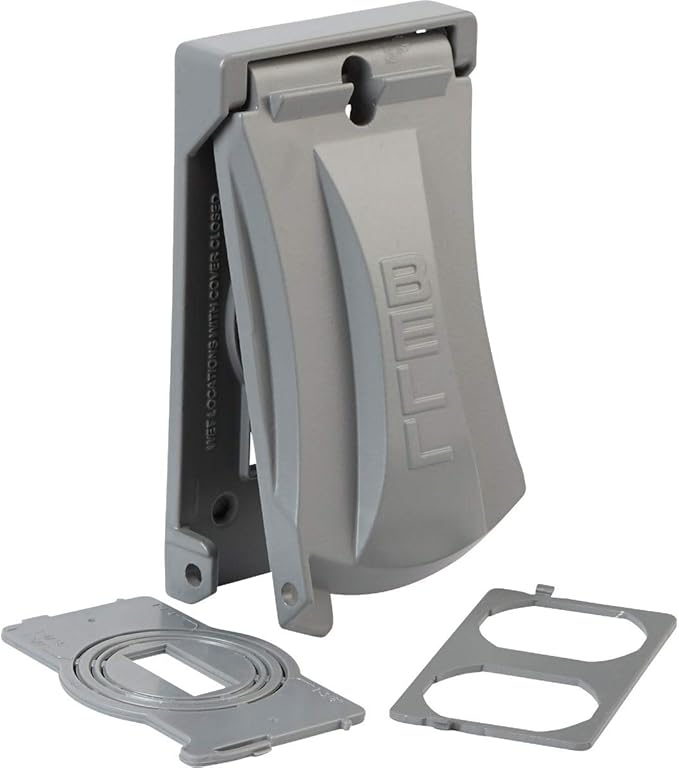 Hubbell Bell MX1050S Single-Gang Weatherproof Heavy Duty Universal Flip Cover, 2.87"W x 4.84"H, Gray Finish