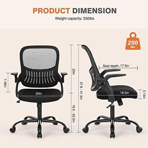 Sweetcrispy Computer Desk Chair, Swivel Task Chair with Lumbar Support