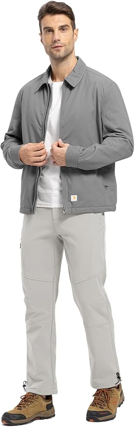TBMPOY Men's Snow Pants Fleece Lined Hiking Winter Waterproof Softshell Ski Outdoor Insulated Climbing Pants Zipper Pockets