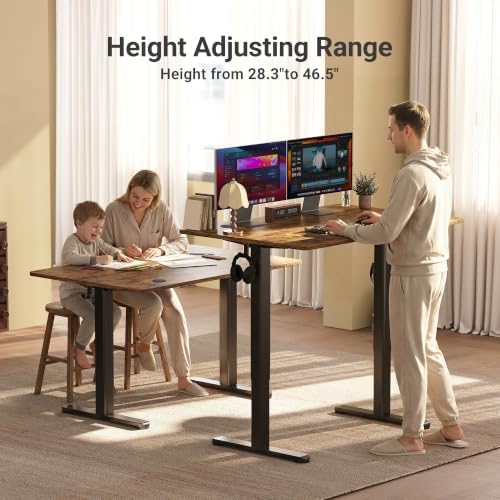 Claiks Electric Height Adjustable Standing Desk, 35x20 Inch, Rustic Brown