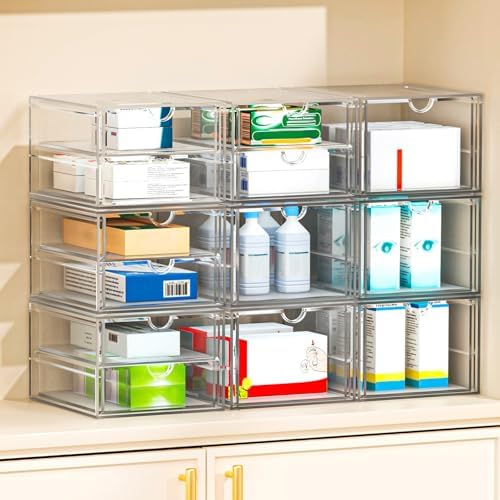 caktraie 4-Pack 4-Drawer Acrylic Storage Organizer for Desk, Crafts,Vanity