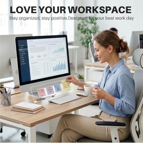Monitor Memo Board Holder 14"x5", Computer Sticky Note Holder with Phone Stand, Space-Saving Office Organization, Movable & Reusable Screen Saver for Office & Home Desktop Decor