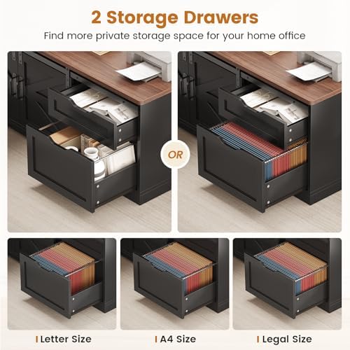 SEDETA Farmhouse 55 inch L Shaped Standing Desk with Storage Drawers