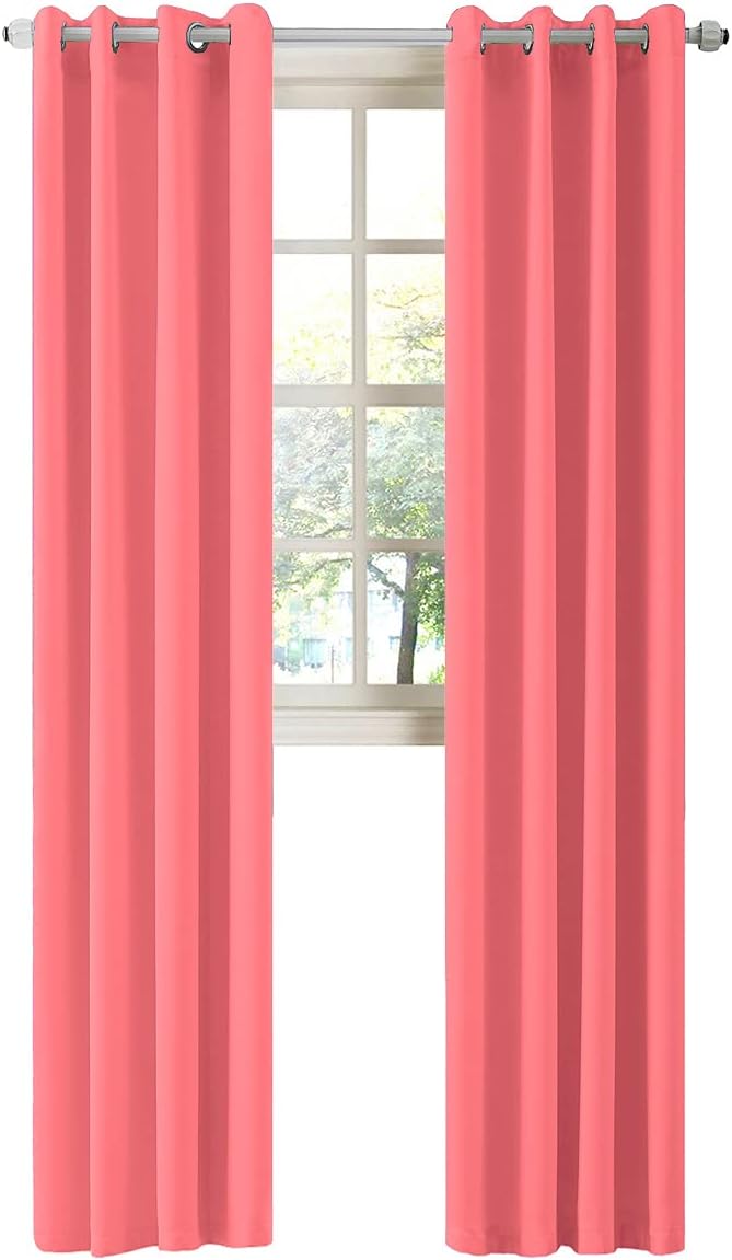 LA PALMA Thermal Insulated Blackout Darkening Grommet Living Room Curtains Window Drapes for Bedroom Pack of 2 Panels