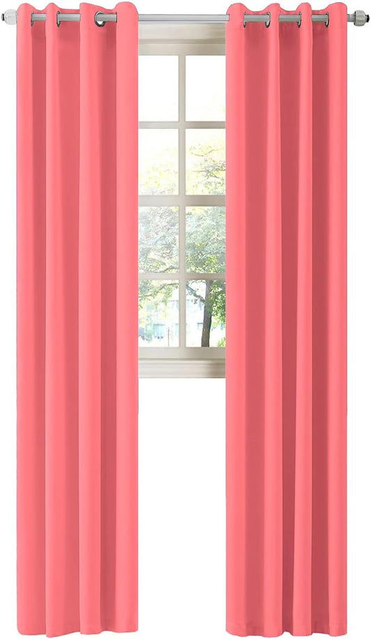 LA PALMA Thermal Insulated Blackout Darkening Grommet Living Room Curtains Window Drapes for Bedroom Pack of 2 Panels