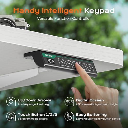 Huuger 78.7'' x 29.5'' Large Electric Standing Desk, Height Adjustable Computer Desk, 29.5" Deep Desktop, Stand up Gaming Office Desk with 2 Hooks, 3 Preset Heights, for Home Office, White
