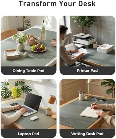 Aothia Faux Leather Desk Mat - Large Mouse Pad, Non-Slip PU Leather Blotter, Waterproof Writing Surface for Office and Home (Jungle Green, 40" x 24")