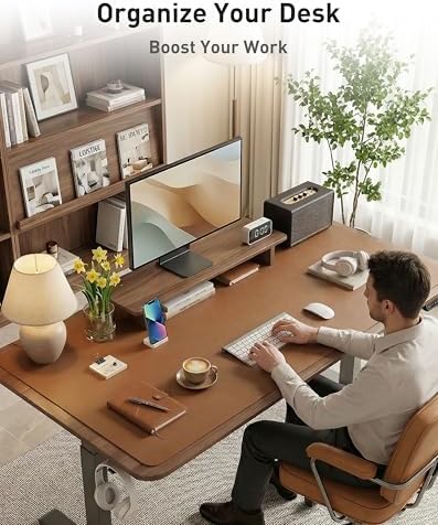 Aothia Faux Leather Desk Mat - Large Mouse Pad, Non-Slip PU Leather Blotter, Waterproof Writing Surface for Office and Home (Brown, 63" x 24")