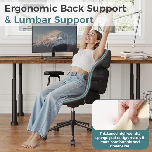 OLIXIS Ergonomic Home Office Desk Chair, PU Leather Computer Chair
