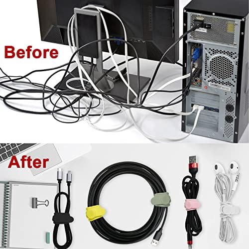 50Pcs Silicone Cable Ties, Cord Organizer Cable Management-Multi