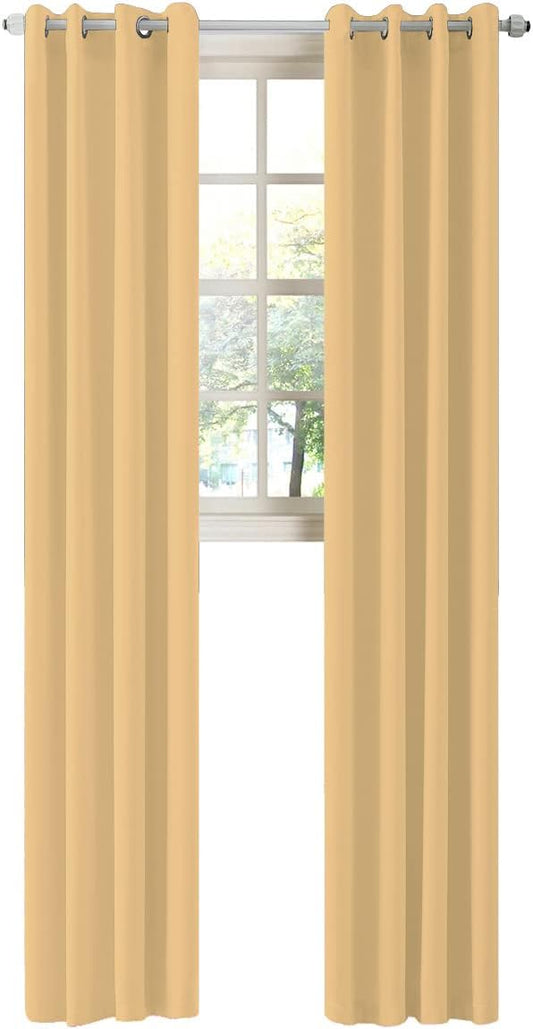 LA PALMA Thermal Insulated Blackout Darkening Grommet Living Room Curtains Window Drapes for Bedroom Pack of 2 Panels