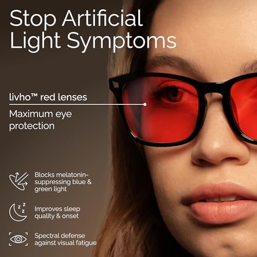 livho High Tech Blue Light Blocking Gaming Glasses - Red Lenses