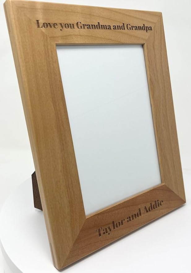 Personalized Add Your Custom Text Hanging/Tabletop Wall Natural Alder Wood Picture Photo Frame Customizable (4x6-inch Vertical)