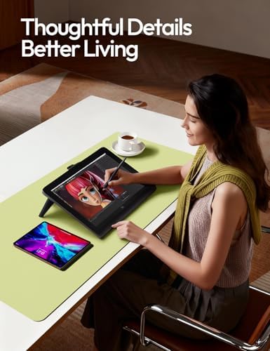 YSAGi Leather Desk Protector, Office Mat, Large Mouse Mat, Non-Slip PU Leather Blotter, Laptop Pad, Waterproof Writing Pad for Office and Home (Peak Green, 47" x 17")