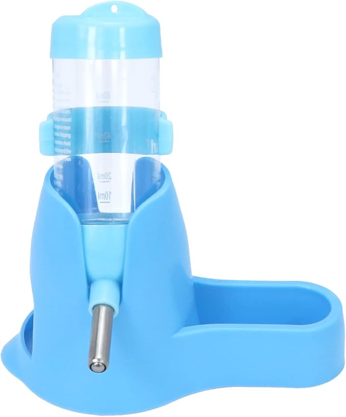 Wontee 3 in 1 Hamster Water Bottle with Food Bowl Hideout Base, 80ML, Blue | Water dispenser, food container, hideout, stable base, easy to refill, for glass tank/cage, dwarf hamster/mouse/gerbil, 2.7oz