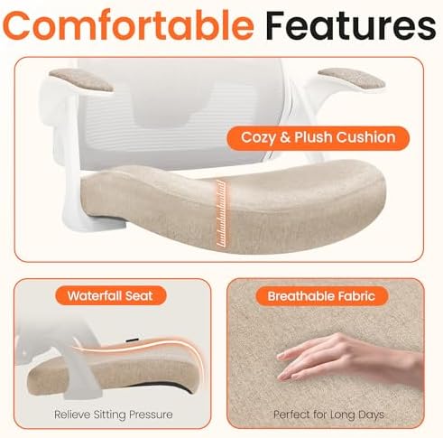 NEO CHAIR Office Desk Mesh Chair with Adjustable Ergonomic Lumbar, Beige