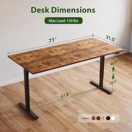 Agilestic 71*32 Inch Height Adjustable Electric Standing Desk, Rustic Brown