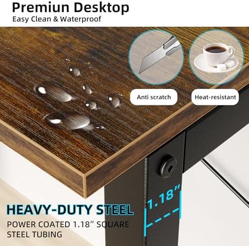 Aquzee Small Desk with Shelves, Computer Desk with Hutch, 31"