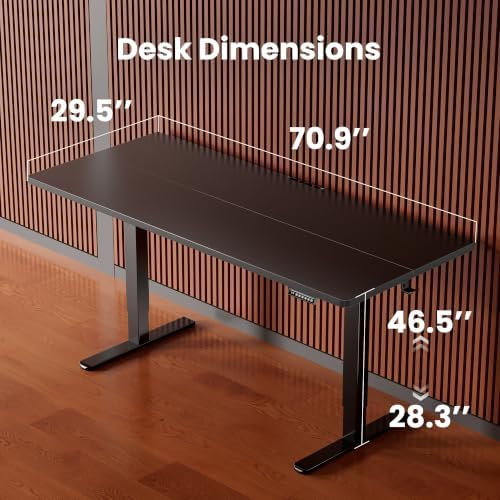 ErGear Height Adjustable Electric Standing Desk, 71 x 30 Inches Sit Stand up Desk, Memory Computer Home Office Desk, Black