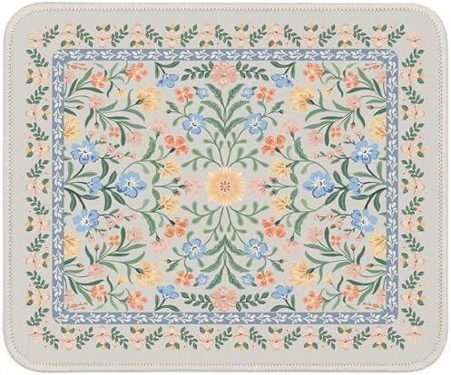 iCasso Aesthetic Small Mouse Pad, 9.5x7.9in,Home Office, Green Floral