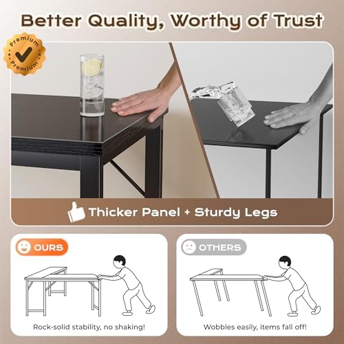 Huuger 63 Inch L Shaped Desk with 0.95 Inch Thicker Desktop