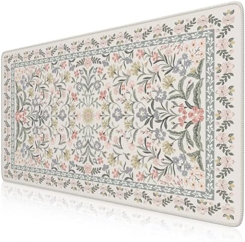 iCasso Desk Mat for Women Desk Accessories, 35.4x15.7in,Cozy Gray Floral