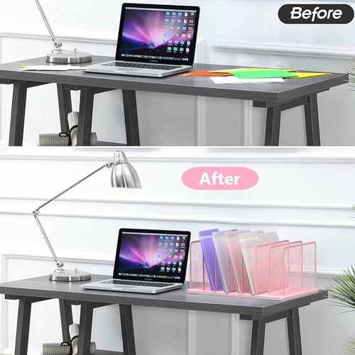 Kuntine.B 7-Section Upright Desk File Organizer Pink 1 Pack