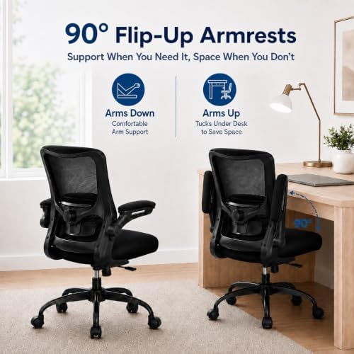 Ergonomic Office Chair - High Back Desk Chair with Adjustable Lumbar Support, Breathable Mesh Back, 330LBS Capacity, Easy Assembly (Matte Black)