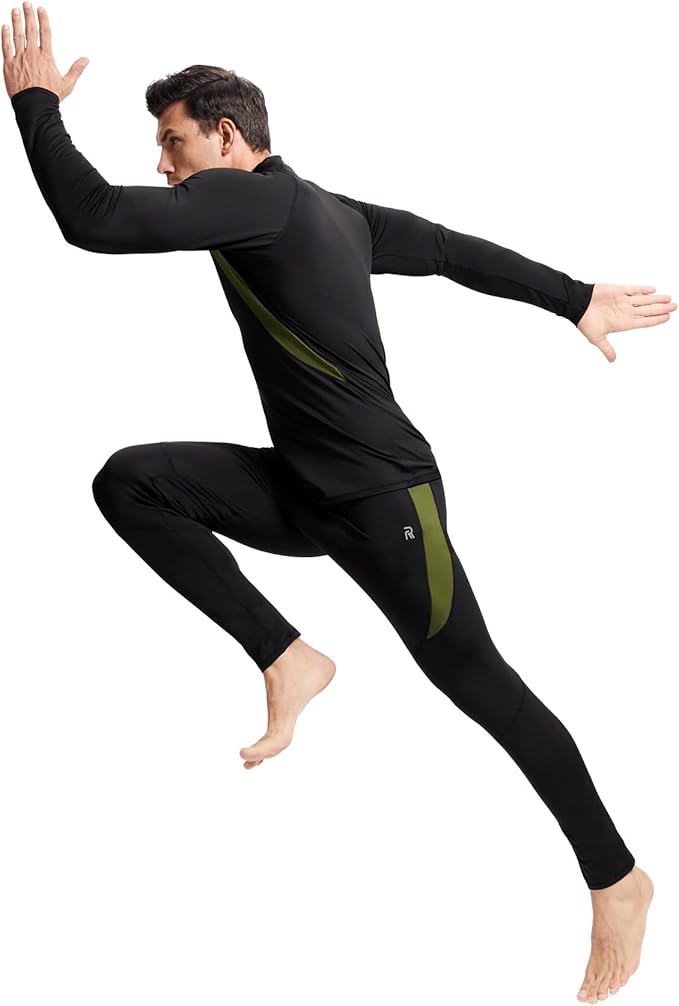 romision 2 Pack Thermal Underwear for Men Long Johns Fleece Lined Hunting Gear Bottom Top Set Base Layer Cold Weather XS-4XL
