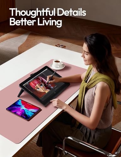 YSAGi Leather Desk Pad Protector, Office Desk Mat, Large Mouse Pad, Non-Slip PU Leather Desk Blotter, Laptop Desk Pad, Waterproof Desk Writing Pad for Office and Home (Pale Mauve,55" x 24")