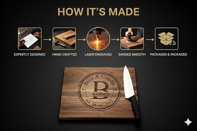 Personalized Christmas Gifts for Couples - Custom Cutting Board Wedding Gifts, Unique Holiday Gift for Family Premium Handmade Wood Gift Anniversarie, Bridal Shower & Couples – Unique Newlywed Gift