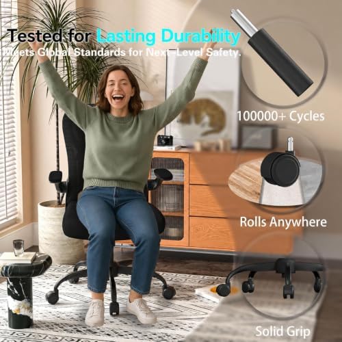 Ergonomic Home Office Chair, 4-Way Lumbar, Thick Cushion, 330LBS