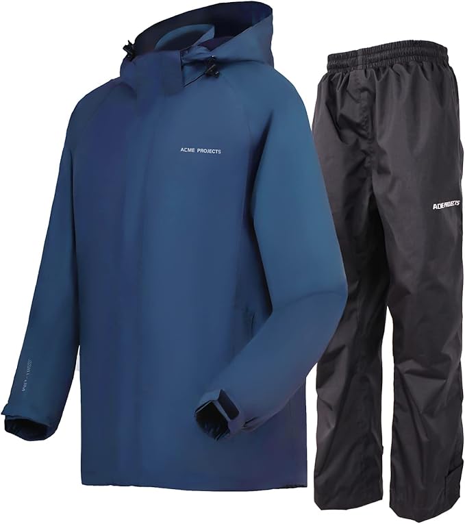 Acme Projects Men Waterproof Rain Suit (Jacket & Pants) 10000mm/3000gm Breathable Windproof Taped Seam Lightweight Gear