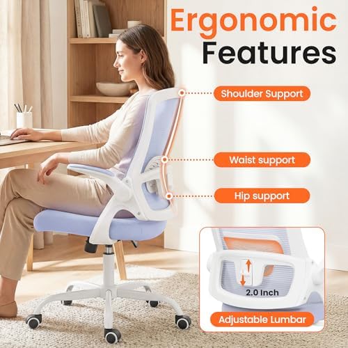 NEO CHAIR Office Desk Mesh Chair with Adjustable Ergonomic Lumbar, Purple