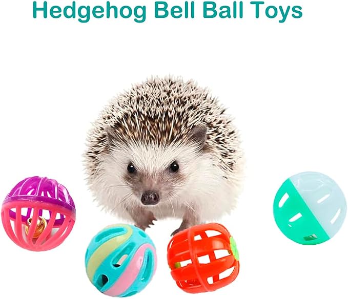 Cute Hedgehog Enrichment Toys Hedgehog Supplies Cage Accessories Small Animal Toys Ball Bell Pet Interactive Toy Stuffed Toys Exercise Ball for Hamster Lizard Turtle Tortoise Rats (Color 1)
