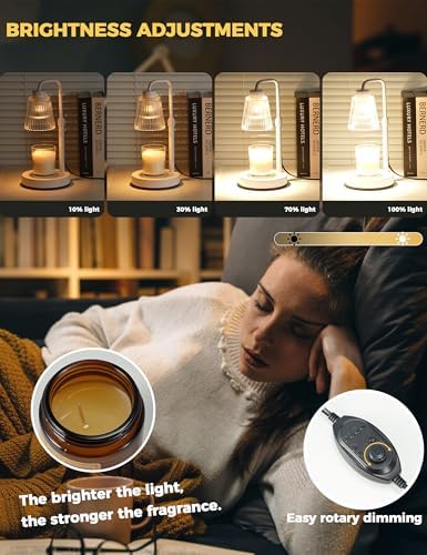 White Candle Warmer Lamp with 24h Cycle Timer, Dimmable Wax Melt Warmer